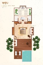 Plán plážovej vily s bazénom