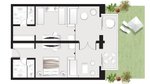 Family bungalov suita bočný výhľad na more - pôdorys