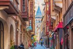 The Walls of the narrow Turkish street by the Galata Tower